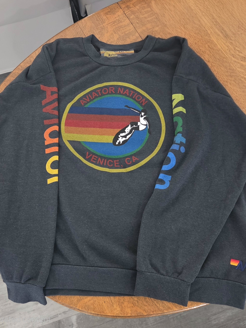 Aviator Nation Unisex Relaxed Venice Charcoal Crewneck Sweatshirt NWOT